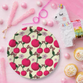 Cute red cherry pattern  ペーパープレート (パーティー)