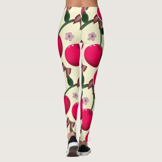 Cute red cherry pattern  レギンス (裏面)