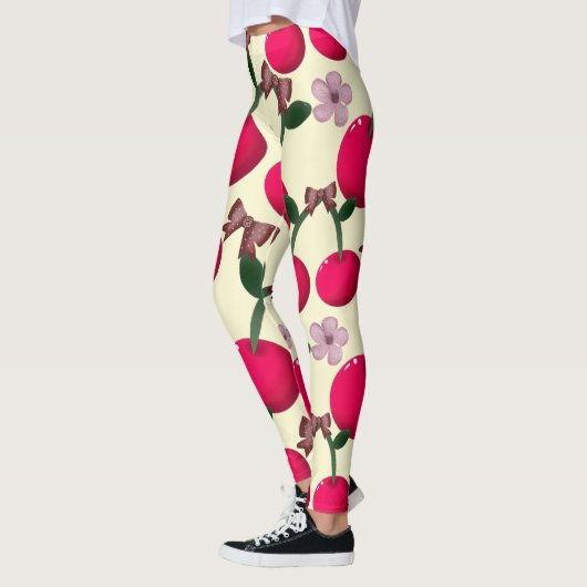 Cute red cherry pattern  レギンス (左)