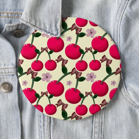Cute red cherry pattern  缶バッジ (インサイチュ)