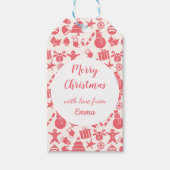 Cute Red Christmas Pattern - Festive & Fun ギフトタグ (正面)