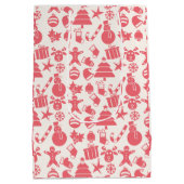 Cute Red Christmas Pattern - Festive & Fun ミディアムペーパーバッグ (裏面)