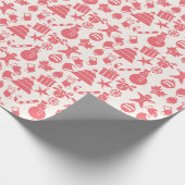 Cute Red Christmas Pattern - Festive & Fun ラッピングペーパー (角)