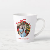 Cute Red Coquette Bow Ribbon Custom Photo Gift カフェラテマグ (右)