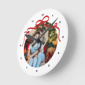 Cute Red Coquette Bow Ribbon Custom Photo Gift ラウンド壁時計 (傾斜)