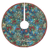 Cute red coquette bows stained glass custom ブラッシュドポリエステルツリースカート (正面)