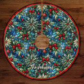 Cute red coquette bows stained glass custom ブラッシュドポリエステルツリースカート