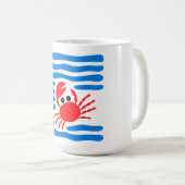 Cute Red Crab & Blue Waves Coastal コーヒーマグカップ (正面右)