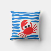 Cute Red Crab & Blue Waves Coastal Chowder クッション (正面)
