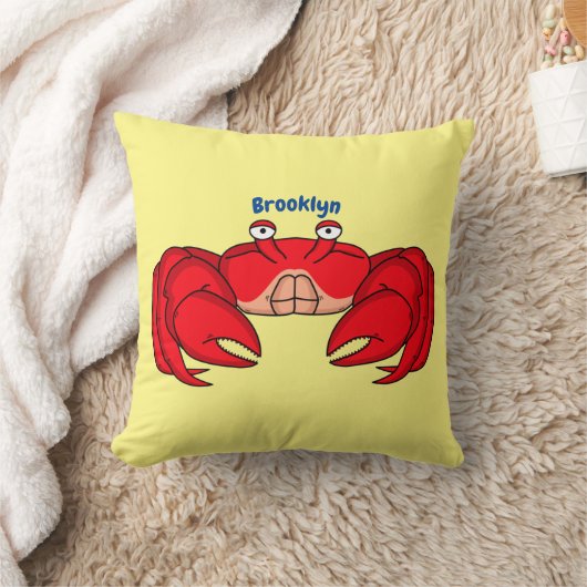 Cute red crab cartoon illustration  クッション (ブランケット)