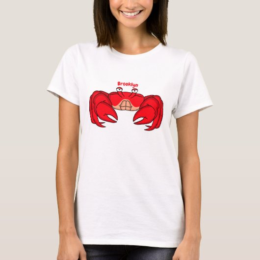 Cute red crab cartoon illustration tシャツ (正面)
