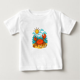 Cute Red Crab Summer Beach Baby T-Shirt ベビーTシャツ