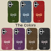 Cute Red Crochet Bow Yarn Custom Name Case-Mate iPhoneケース