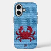 Cute Red Crochet Crab Yarn Custom Name Initials Case-Mate iPhoneケース (裏面)