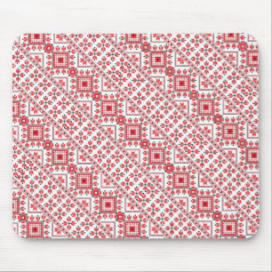 Cute red decorative ukrainian patterns design マウスパッド