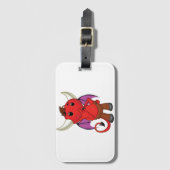 Cute Red Devil Character Thinking Mischievous ラゲッジタグ (正面縦)