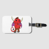 Cute Red Devil Character Thinking Mischievous ラゲッジタグ (正面横)