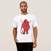 Cute Red Devil Character Thinking Mischievous Tシャツ (正面フル)