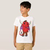 Cute Red Devil Character Thinking Mischievous Tシャツ (正面フル)