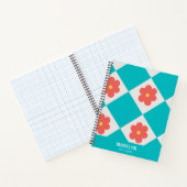 Cute Red flowers Personalized Name Spiral Notebook ノートブック (内部)