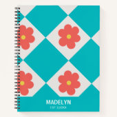 Cute Red flowers Personalized Name Spiral Notebook ノートブック (正面)