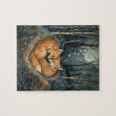 Cute Red Fox Couple Love Jigsaw Puzzle ジグソーパズル (横)