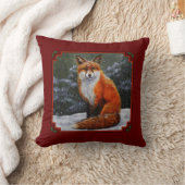 Cute Red Fox in Winter Snow クッション (ブランケット)