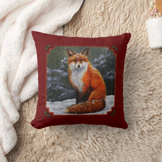 Cute Red Fox in Winter Snow クッション (ブランケット)