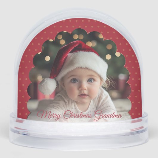 Cute Red Frame Child Photo Snow Globe (正面)