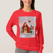 Cute Red Gingerbread House Christmas Holiday Tシャツ (正面)