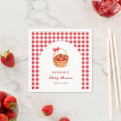 Cute Red Gingham Strawberry Girl Baby Shower スタンダードカクテルナプキン (インサイチュ)