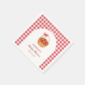 Cute Red Gingham Strawberry Girl Baby Shower スタンダードカクテルナプキン (角)