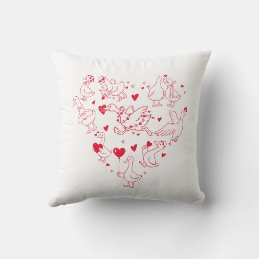 Cute Red Goose Heart Valentine クッション (裏面)
