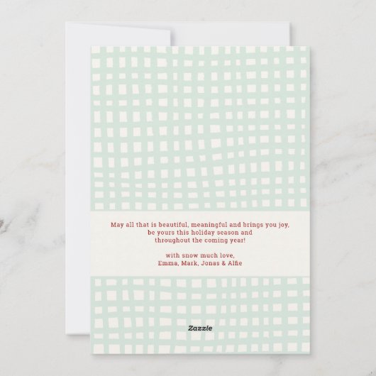 Cute Red Green Bow Pattern Merry Christmas 1 Photo シーズンカード (裏面)