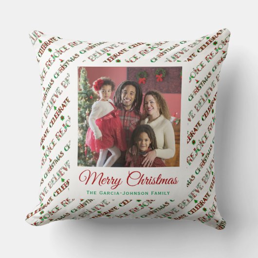 Cute Red Green Christmas Pattern クッション (正面)