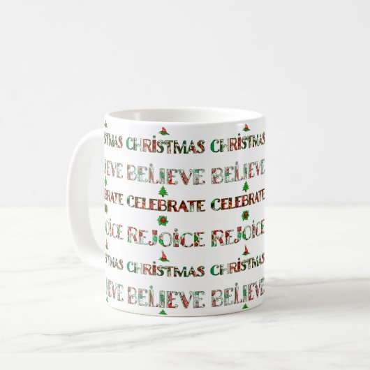 Cute Red Green Christmas Pattern コーヒーマグカップ (正面左)