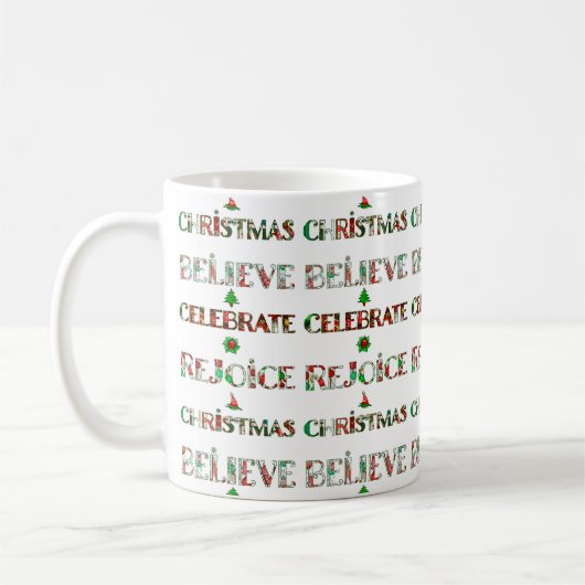 Cute Red Green Christmas Pattern コーヒーマグカップ (左)