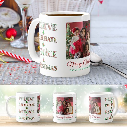 Cute Red Green Christmas Pattern コーヒーマグカップ