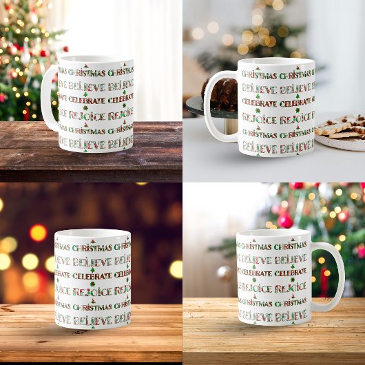 Cute Red Green Christmas Pattern コーヒーマグカップ