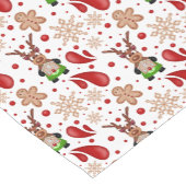 Cute Red & Green Christmas Reindeer ショートテーブルランナー (コーナー)