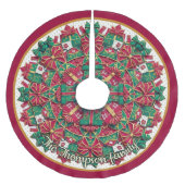 Cute red green festive christmas pattern custom ブラッシュドポリエステルツリースカート (正面)