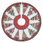 Cute red green patchwork christmas trees printed ブラッシュドポリエステルツリースカート (正面)
