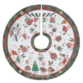 Cute Red Green Silly Goose Christmas ブラッシュドポリエステルツリースカート (正面)