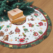 Cute Red Green Silly Goose Christmas ブラッシュドポリエステルツリースカート