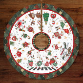 Cute Red Green Silly Goose Christmas ブラッシュドポリエステルツリースカート