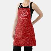 Cute Red Hand Drawn Christmas Bow Apron エプロン (インサイチュ)