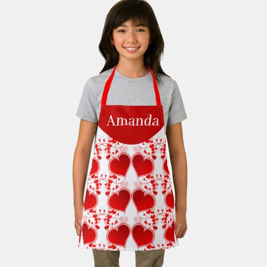 Cute Red Heart Personalized Valentine's Day  エプロン (インサイチュ)