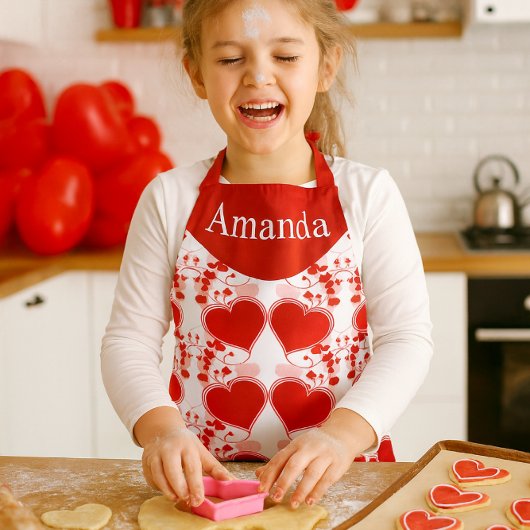 Cute Red Heart Personalized Valentine's Day エプロン