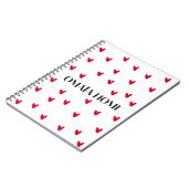 Cute Red Hearts Pattern by OMAÏA HOME ノートブック (左側)