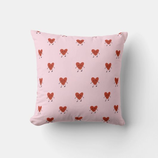Cute Red Hearts Seamless Love Pattern on Pink クッション (正面)